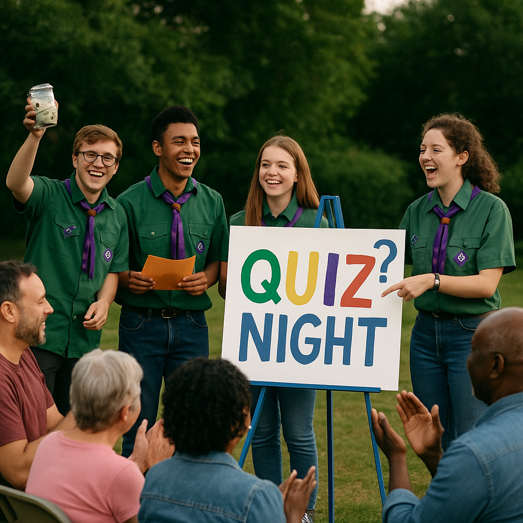 Scout group members running a creative fundraising event with community participation