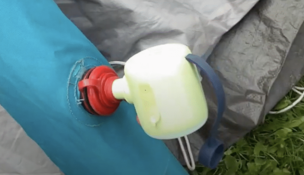 the pump attempting to blow up the 4.1 airbeam tent